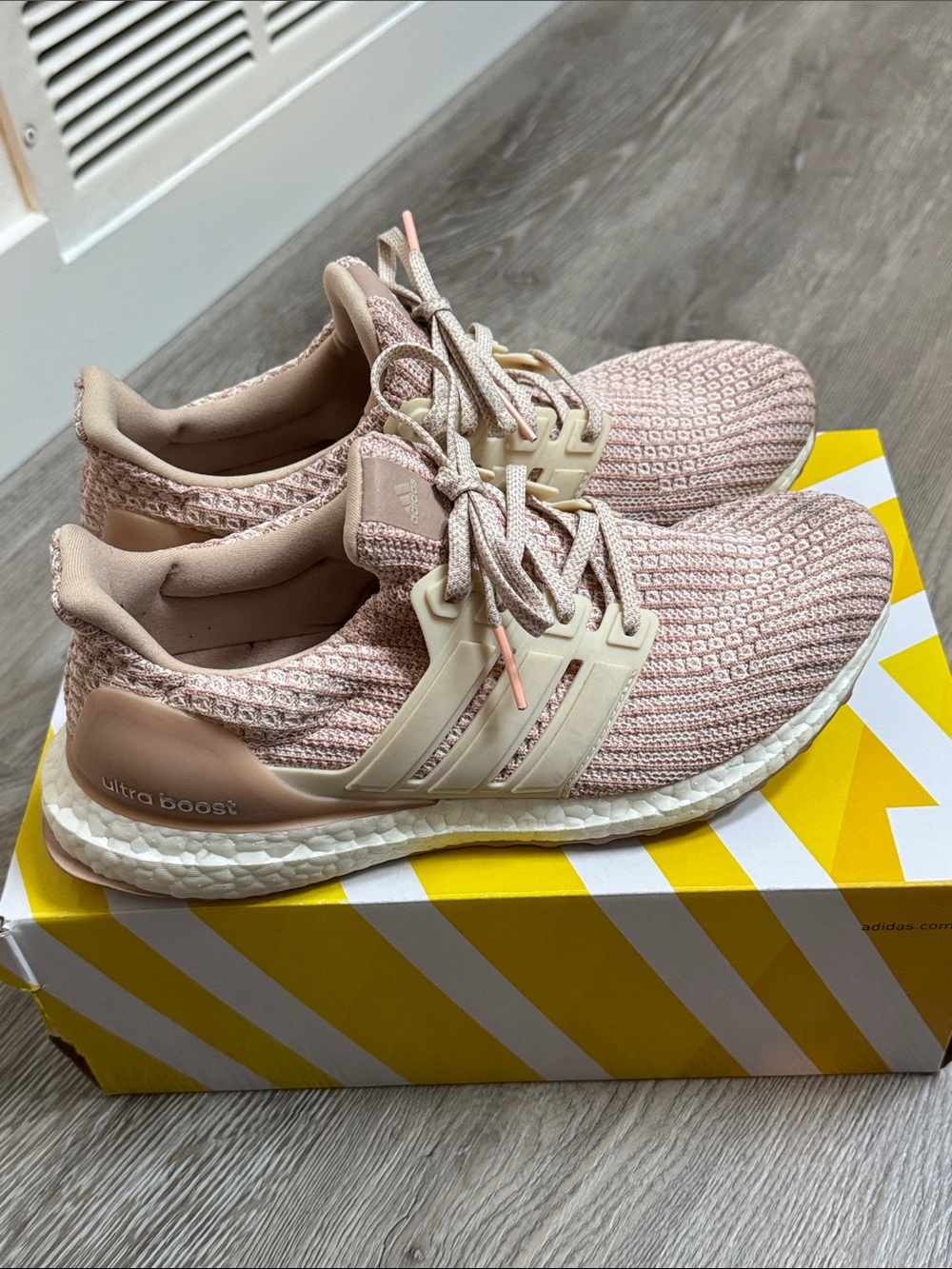 adidas Women’s Ultra Boost Knit Running Shoes - Blush Pink